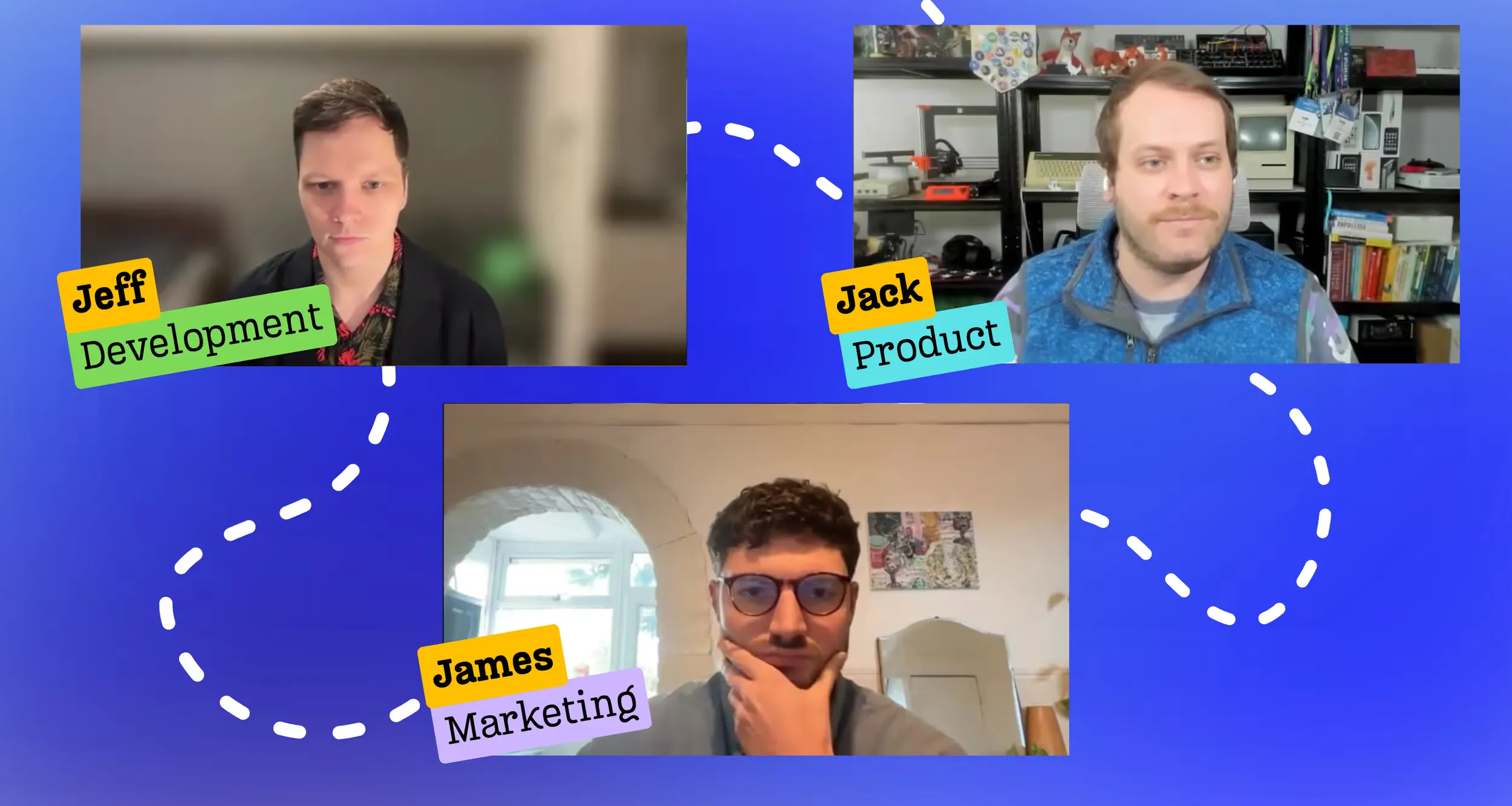Video call with Capable's development, product and marketing leads, from the Codegeist submission video